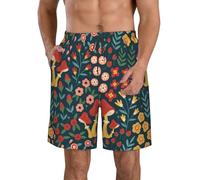 Berry And Flowers Costume da Bagno da Uomo ad Asciugatura Rapida Pantaloncini da Spiaggia da Uomo Beach Holiday Party Costume da Bagno Stampato Casual