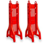 Berry Barriera mobile espandibile, rossa, 2,5 m, in plastica, pieghevole, barriera riflettente portatile, cancello temporaneo per sicurezza pedonale, eventi, scuole, lavori di manutenzione, 2 barriere