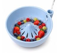 Berry Bowl with Swirling Water Flow and Drain Holes, Ceramic (Sky blue)