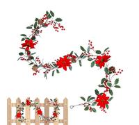 Berry Garland - Christmas Garland | Pine Cone Garland | Realistic Pine Cono Garlands with Red Berries, Unique Wreath Ornament for Christmas, Bendable Home Door Decoration - Winter Decor