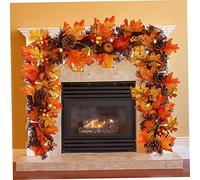 Berry Pine coni Ornament Decorazioni autunnali Garlanda da 5,9 piedi Autunno con foglie di acero artificiale leggera a led Garlands Rattan con zucca di pino Ornamento di pino da bosco per decorazioni