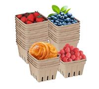 Berry Pulp Basket Set - Natural Fiber Fruit Storage Container Pack, 30 pezzi Stackable Produce Crate Kit, Farmers Market Display Use, Eco Friendly Cardboard Material Build, Party Store Packaging