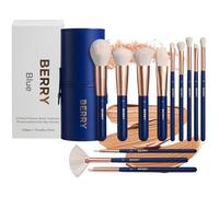 BERRY - Set di 12 pennelli professionali per trucco, numerati, vegani, cruelty-free, lussuose setole microcristalline, perfetti per fondotinta, cipria, miscelazione e contouring, con custodia da