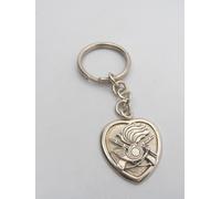 Bersaglieri : Portachiavi a Cuore in Argento 925 - Simbolo Fregio Esercito