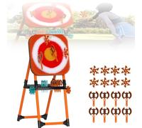 Bersaglio Di Lancio D'Ascia, Set Di Gioco Di Lancio 2-In-1 - 8 Asce A Mano Lunga & 8 Dardi A Stella, Tavola Pieghevole 150mm, Resistente Al Tempo Per Divertimento Familiare Indoor Outdoor(Orange)