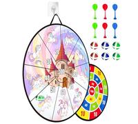 Bersaglio double face con palline, design unicorno, 6 palline, 6 palline, 6 frecce, giochi per feste per bambini e adulti dai 3 ai 12 anni