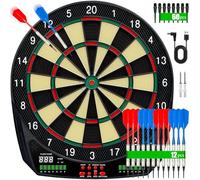 Bersaglio elettronico per freccette, freccette professionali, 35 giochi integrati, display LCD, istruzioni vocali, adatto da 1 a 8 giocatori, 12 freccette morbide, punteggio automatico