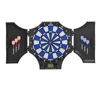Bersaglio freccette elettronico con 6 freccette e monitor lcd per 31 giochi, 83x45x4 cm, nero e blu