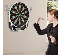 Bersaglio Freccette Elettronico in Plastica con 6 Freccette, Effetti Sonori e Visivi, 44 x 50 x 3.2cm, Nero Description:Gioca a freccette a casa vostra come i professionisti! Questo fantastico tabello