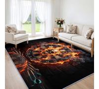 Bersaglio per freccette, motivo: teschio, morbido, 160 x 230 cm | Tappeto a pelo corto, utilizzabile tutto l'anno, industriale, scuro, fantasia, per camera da letto, sala da pranzo, ufficio