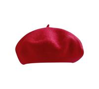 Bersaglio Rosso Donna Berretto in Lana Berretto Francese Cappello Invernale per Artista e Pittrice Colore Solido Donna Berretto Basco per Donna Berretto Francese Solido Costume Bambino, a, M