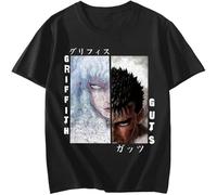 Berserk Guts Griffith Print T Shirt Funny Manga Clothes Hip Hop Tees Men Harajuku Oversized Tops Black XL