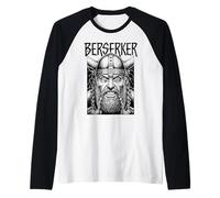 Berserker Viking Warrior Face feroce Mitologia norrena Maglia con Maniche Raglan