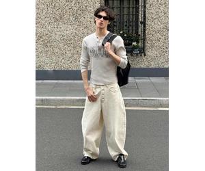 Bershka - Barrel - Jeans bombati écru-Bianco 34