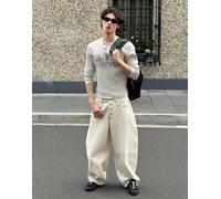 Bershka - Barrel - Jeans bombati écru-Bianco 38