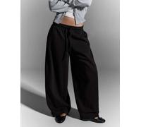 Bershka - Barrel - Pantaloni felpati bombati neri con fermacorda-Nero S