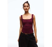 Bershka - Bengaline - Top bordeaux con spalline sottili-Rosso M