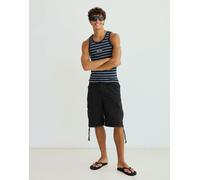 Bershka - Bermuda cargo a fondo ampio neri-Nero XL