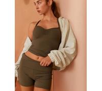 Bershka - Bermuda tecnici verdi con risvolto in vita-Verde XS