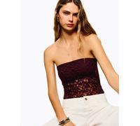 Bershka - Blonde - Body a fascia in pizzo bordeaux-Rosso XS