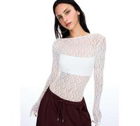 Bershka - Body a maniche lunghe bianco S