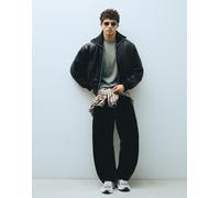 Bershka bomber in similpelle a coste nera-Nero L