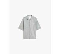 Bershka - Camicia grigio chiaro a maniche corte con ricami L