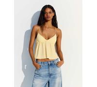 Bershka - Canotta a peplo gialla a righe-Giallo M