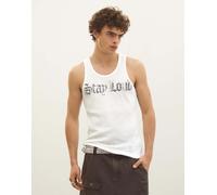 Bershka - Canotta bianca a coste con stampa-Bianco L
