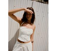 Bershka - Canotta bianca allacciata al collo con bottoni-Bianco L