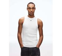 Bershka - Canotta bianca in maglia a nido d'ape con stampa-Bianco M