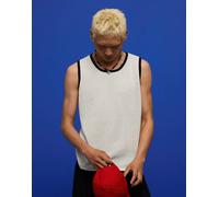 Bershka - Canotta in rete bianca a contrasto-Bianco XL