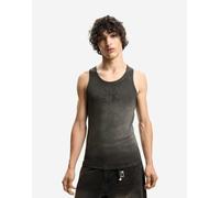 Bershka - Canottiera a coste bianca e nera con stampa-Nero XL