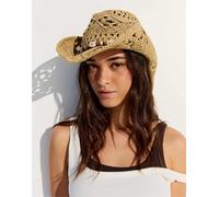 Bershka - Cappello da cowboy color cammello con conchiglie-Neutro M
