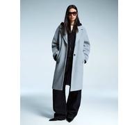 Bershka - Cappotto lungo morbido grigio chiaro XL