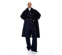 Bershka - Cappotto lungo nero con spalle scese M