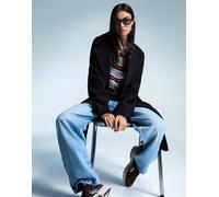 Bershka - Cappotto lungo nero morbido XS