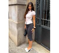 Bershka - Capri in bengalina grigia-Grigio 46
