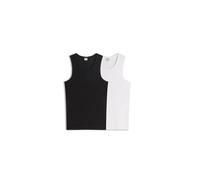 Bershka - Confezione da 2 canotte bianche a coste-Nero L