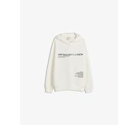 Bershka - Felpa bianca stampata con cappuccio-Bianco XS