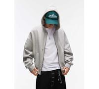Bershka - Felpa con cappuccio e zip grigio chiaro XS