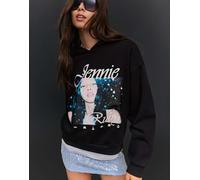 Bershka - Felpa con cappuccio nera con stampa "Jennie Ruby"-Nero M