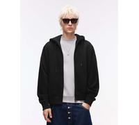 Bershka - Felpa con cappuccio nera con zip-Nero XL