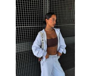 Bershka - Felpa con cappuccio oversize grigio chiaro con zip XL