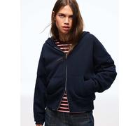 Bershka - Felpa oversize blu navy con cappuccio e zip XL