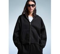 Bershka - Felpa oversize nera con cappuccio e zip-Nero M