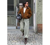 Bershka - Giacca a palloncino in camoscio sintetico color cammello-Neutro S