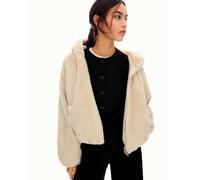 Bershka - Giacca beige con cappuccio in pelliccia sintetica-Neutro S
