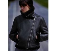 Bershka giacca biker corta double-face nera-Nero M