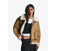 Bershka - Giacca biker in montone sintetico color cammello-Neutro M